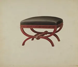 Upholstered Seat Prints: Stool, c. 1937. Creator: Frank Wenger