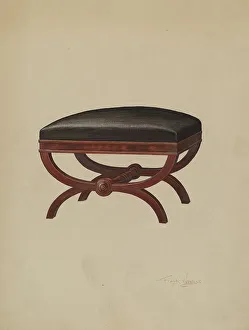 Upholstered Seat Prints: Stool, c. 1937. Creator: Frank Wenger