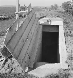 Basement Collection: Storage cellar on Botner farm, Nyssa Heights, Malheur County, Oregon, 1939. Creator: Dorothea Lange