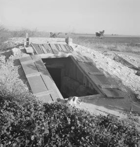 Basement Collection: Storage cellar, typical of area, Dead Ox Flat, Malheur County, Oregon, 1939. Creator: Dorothea Lange