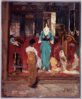 Window Display Prints: Storefront of a fashion shop, c1910. Creator: Eugene Louis Gillot