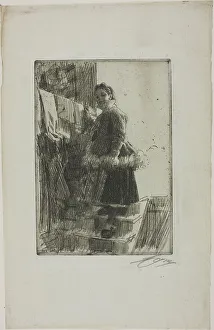 Etching On Off White Laid Paper Prints: The Storehouse, 1903. Creator: Anders Leonard Zorn