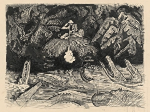 Crocodile Prints: Stories in the wilderness - 6, 1939-1940. Creator: Arnold Peter Weisz-Kubincan