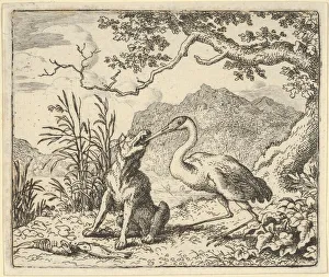 Stork Prints: The Stork Removes a Bone from the Wolfs Throat from Hendrick van Alcmars Renard The F