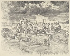 Pennell Joseph Gallery: Storm behind the Acropolis, 1913. Creator: Joseph Pennell