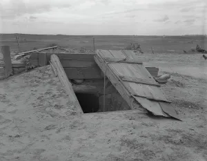 Subterranean Prints: Storm cellar on the Texas plains, West Texas Panhandle, 1937. Creator: Dorothea Lange