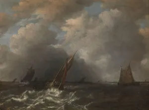 River Maas Prints: Storm on the Meuse River, 1668. Creator: Hendrik Martensz. Sorgh