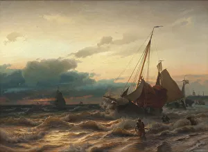 Waterscape Prints: Storm off the Dutch Coast. Scene from Scheveningen, 1865. Creator: Albert Berg