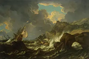 Marine Prints: Storm in the Sea, 1690. Creator: Pieter Mulier