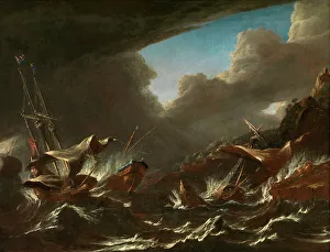 Shipwrecked Prints: Storm at Sea, early-mid 17th century. Creator: Andries van Eertvelt
