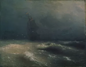 Aivazovsky Collection: Storm at the seashore by Nice, 1885. Artist: Aivazovsky, Ivan Konstantinovich (1817-1900)