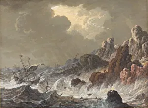 Shipwreck Collection: Storm-Tossed Ships Wrecked on a Rocky Coast. Creator: Johann Christoph Dietzsch