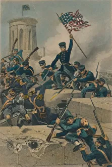 Troops Prints: Storming of Chapultepec, 1877