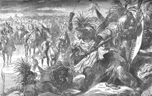 Grant Prints: Storming of Sekukunis Stronghold: Sir Garnet Wolseley cheering on the Swazies, c1880