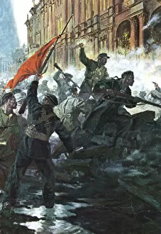 The storming of the Winter Palace, St Petersburg, Russian Revolution, October 1917