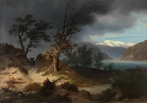 Sand Dune Prints: Stormy Landscape with a Rider, 1835. Creator: Thomas Fearnley
