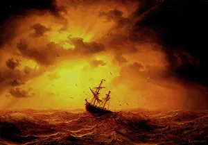 Stormclouds Prints: Stormy Sea, 1857. Creator: Markus Larsson