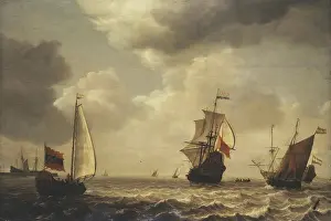 Marine Prints: Stormy Sea with Sailing Ships, 1640. Creator: Simon de Vlieger
