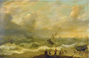 Marine Prints: Stormy Sea with many Ships, 1638. Creator: Adam Willaerts
