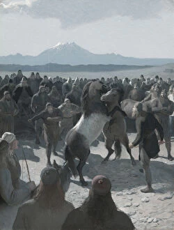 Viking Gallery: The Story of Burnt Njáll: The Horse-Fight at Hliðarendi, 1880s