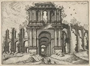 Arch Gallery: Two Story Entrance Flanked by Coupled Pilasters, from the series Roman Ruins and Buildings... 1562