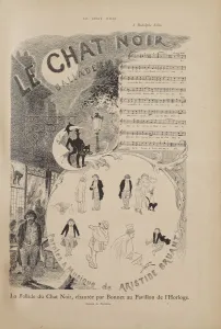 Variety Show Prints: Story of the Famous Cabaret Le Chat Noir, Le Chat Noir magazine, 1884. Creator: Steinlen