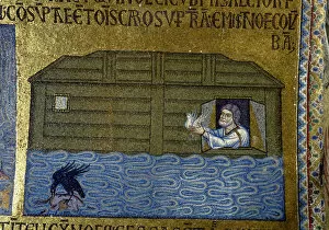 The Deluge Gallery: Story of Noah: Noah sending the raven and the first dove (Detail of Interior Mosaics in the St)