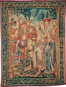 Helen Of Troy Gallery: The Story of Troy. The Pardon of Helen, c. 1520. Artist: Brussels Manufactory (1515-1525)