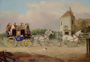 Toll Gate Prints: Stourbridge to Birmingham Royal Mail Coach, 1842. Creator: W. J. Pringle
