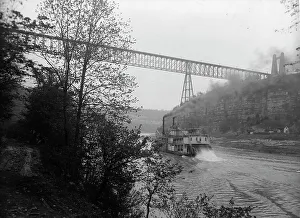 Transparency Prints: Str. Falls City passing High Bridge, Ky. c1907. Creator: Unknown