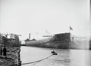 Launching Prints: Str. James E. Davidson after the launch, 1905. Creator: Unknown