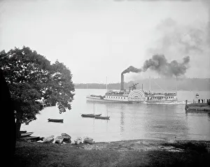Sidewheeler Prints: Str. Mt. Washington leaving wharf at Weirs