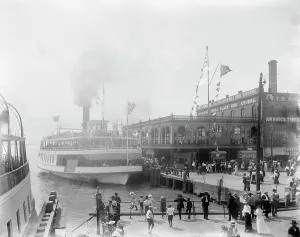Detroit River Prints: Str. Promise at ferry dock, Detroit, Mich. between 1900 and 1910. Creator: Unknown
