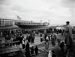 Graving Dock Prints: Str. Seeandbee just after the launch, 1912 Nov 9. Creator: William H. Jackson