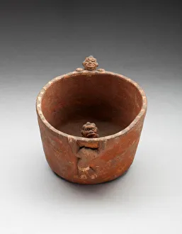 Inca Prints: Straight-Sided Bowl with Modeled Figures in Interior and Climbing Sides, A. D. 1470 / 1600