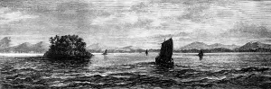 Indian Ocean Prints: The Straits of Sunda, as seen after leaving Anjer, 1883. Creator: Unknown