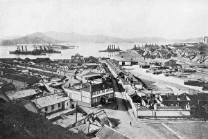 Stranded Russian battleships at Port Arthur days before its fall, Russo-Japanese War, 1904