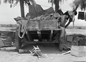 Possessions Prints: Stranded in southern California, , 1936. Creator: Dorothea Lange