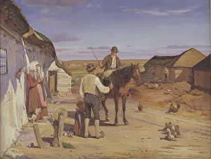 Passer By Prints: A Stranger Asking his Way at a Farm on the Moors, 1877. Creator: Hans Smidth