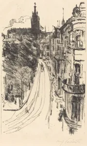 Lithograph In Black Prints: Strasse in Konigsberg (Street in Konigsberg), 1918. Creator: Lovis Corinth