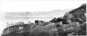 Strata of red sandstone, slightly inclined, Siccar Point, Berwickshire 1852 Strata of red sandstone, slightly inclined, Siccar Point, Berwickshire 1852