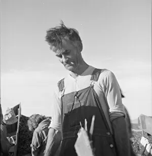 Straw boss of pea packers in the field near Calipatria, Imperial Valley, California, 1939. Creator: Dorothea Lange