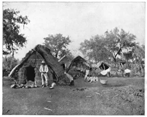 Salamanca Prints: Straw cottages, Salamanca, Mexico, late 19th century. Artist: John L Stoddard