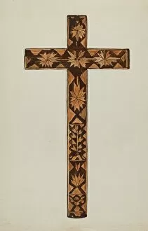 Altarpiece Collection: Straw Inlay Cross, c. 1937. Creator: Marjery Parish