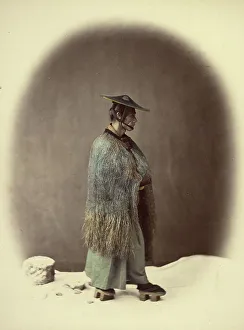 Vignette Prints: Straw Rain Coat, 1866-1867. Creator: Felice Beato
