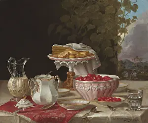Teapot Prints: Strawberries and Cakes, 1860. Creator: Francis, John F. (1808-1886)