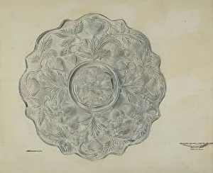 Glasswork Prints: Strawberry Design Plate, c. 1939. Creator: Ralph Atkinson