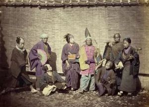 Shamisen Prints: Street Actors, 1866-1867. Creator: Felice Beato