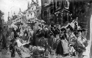 Paul George Prints: A Street in Alsace, 19th century, (1930). Artist: Constantin Guys