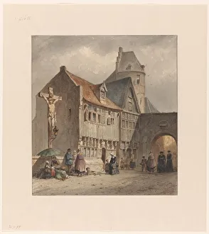 Street Lamp Prints: Street in Antwerp, 1833-1892. Creator: Jan Gerard Smits